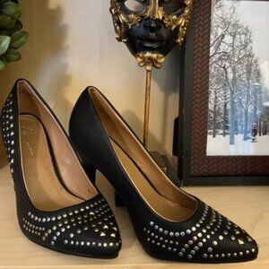 Lane Bryant Gold Metal Studded Black Stiletto Heels for Women (US8W)